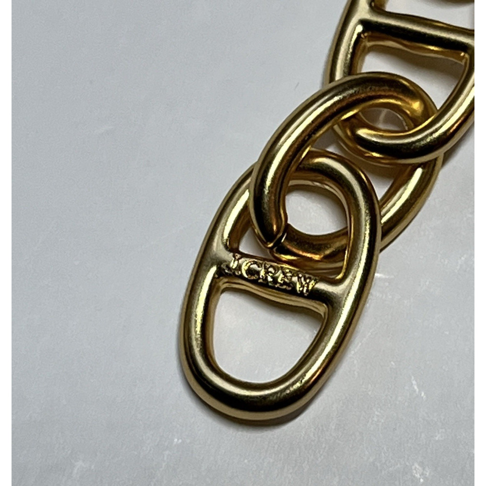 J Crew Signature Gold Link Earrings Shiny Matte Gold Tone Chain Dangle Statement - Picture 3 of 6